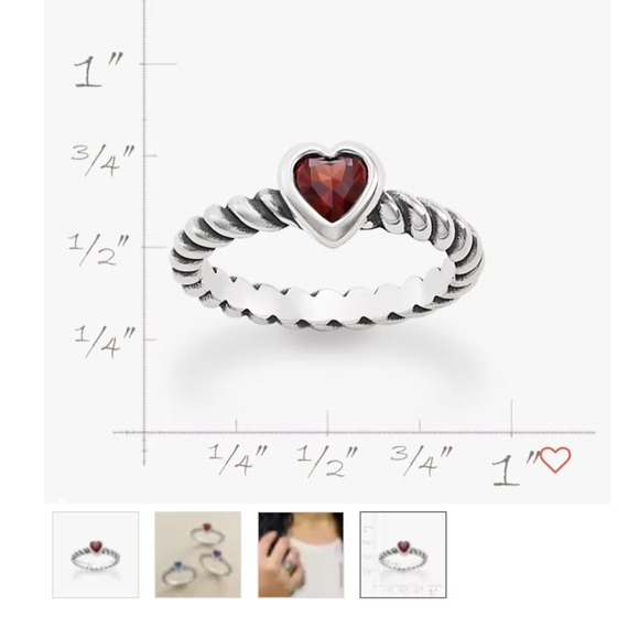James Avery garnet heart twisted wire ring - Picture 4 of 4